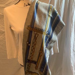 J. McLaughlin Jaipur cashmere equestrian theme scarf.